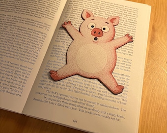 Squished Pig Bookmark - Unique Gift | Fun Gift | Bookworm | Gift for Readers | Christmas Gift | Birthday Gift | Funny Bookmark