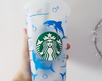 Personalised Shark Starbucks Cold Cup - 24oz