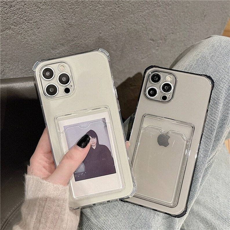 Card Holder Transparent Soft Shockproof Case TheUrbanFlair iPhone 13 12 Pro Max Mini 11 XR X XS 7 8 plus SE 2020 Clear Case 