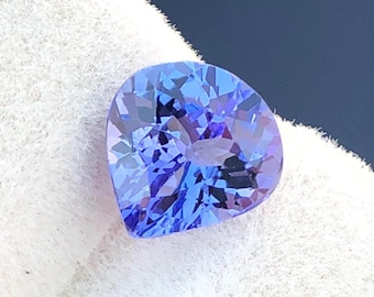 Tanzanite naturale blu-violacea a forma di cuore, sfaccettata, 7 mm, pietra preziosa sciolta per gioielli.