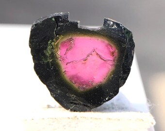 5.80Ct Watermelon Tourmaline Crystal Slice, Natural Pink Green Bi-Color Tourmaline Rough Gemstone for Jewelry