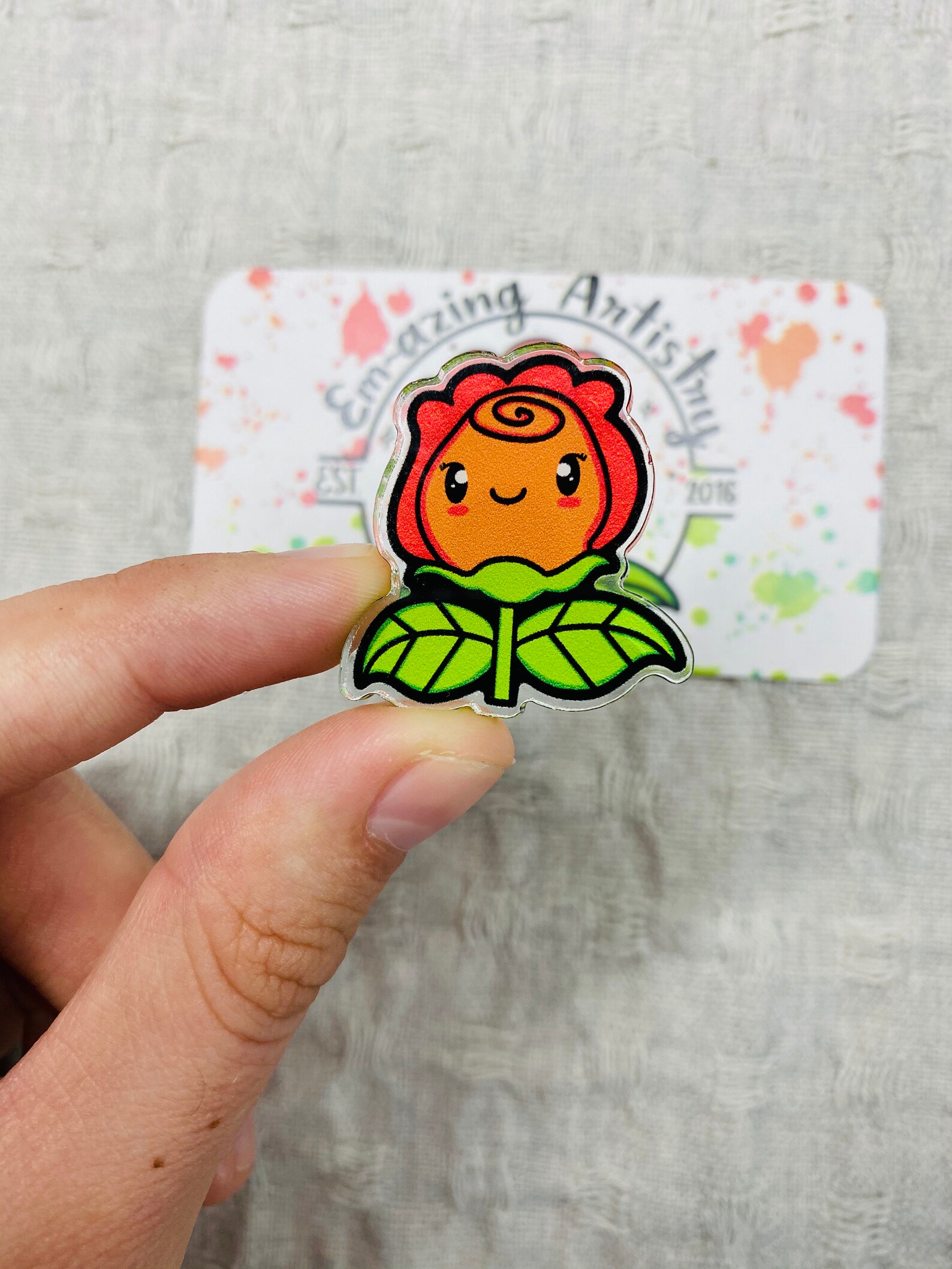 Rose Acrylic Pin Etsy