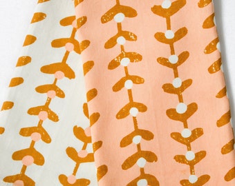 White Gold Block Printed Cotton Tea Towel Dishcloth Kitchen Towel Accessories Linens 100% Cotton