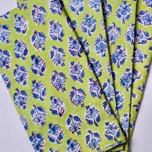 4x Dinner Napkins Set, 100% Cotton, Hand Block Printed Napkins, Green Blue Napkins, Botanics, Cloth Napkins, Floral Napkins, Cambric Cotton