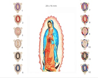 x 1 Virgin Guadalupe rosary center with rhinestones of your choice of colors