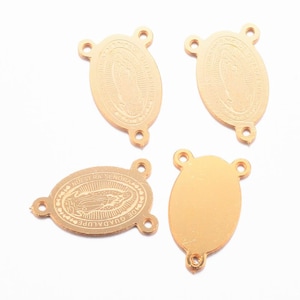 1 Virgin of Guadalupe rosary center 14x9x0.8 mm Links 0.8 mm, in 304 stainless steel, Gold color