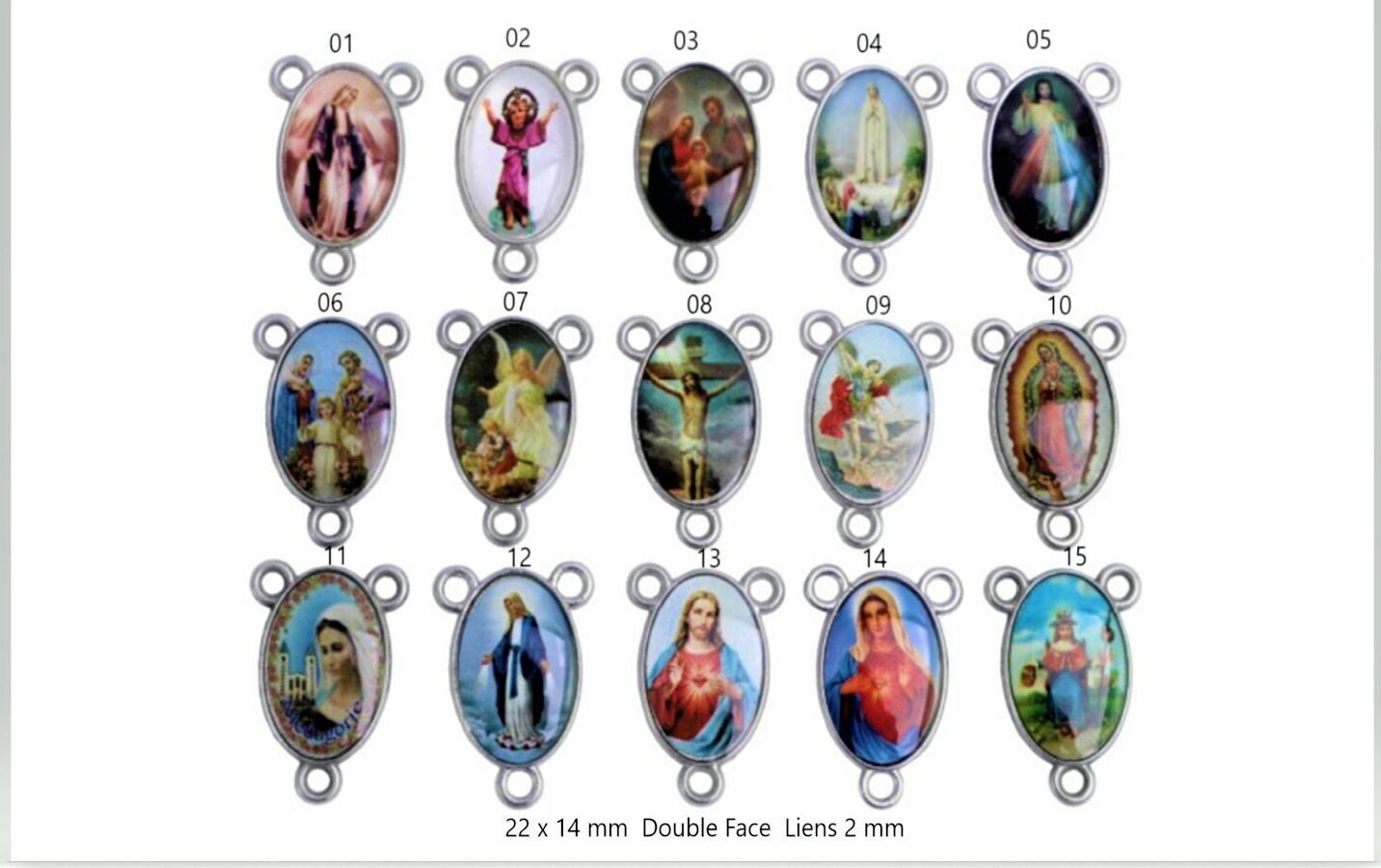 x1 = Rosary rosary centers 22 x 14 mm, Links 2 mm Double-sided identical, Rosary connectors,