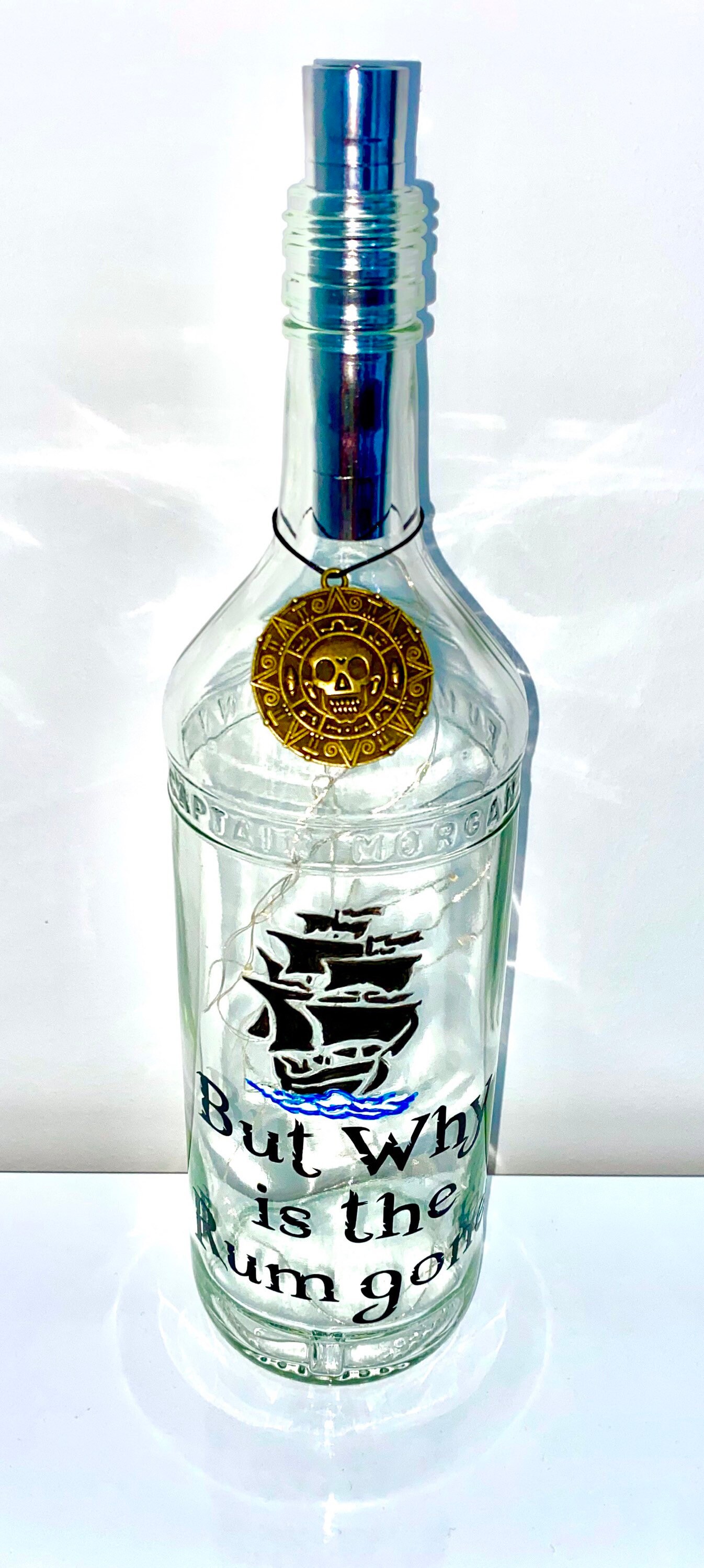 Rum bottle light pirates theme why is the rum gone wording Etsy