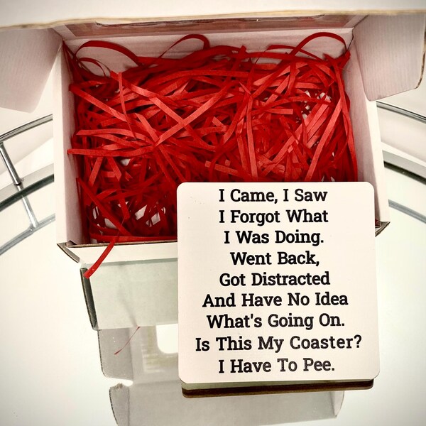 Funny Wooden Office Coaster – Distracted Quote, Desk Gift