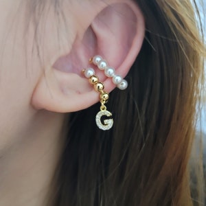 Initial jewelry,Ear Cuff, Ear Cuff No piercing,Pear Ear Cuff,Cuff earrings,Ear Lobe Cuff,Lobe cuff,Gold ear cuff,Pearl Ear Cuff,CZ Ear Cuff