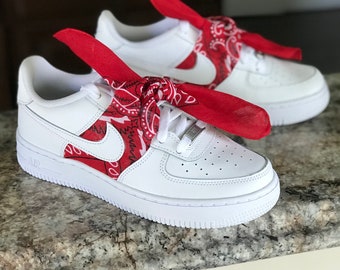 red bandana nike air force ones