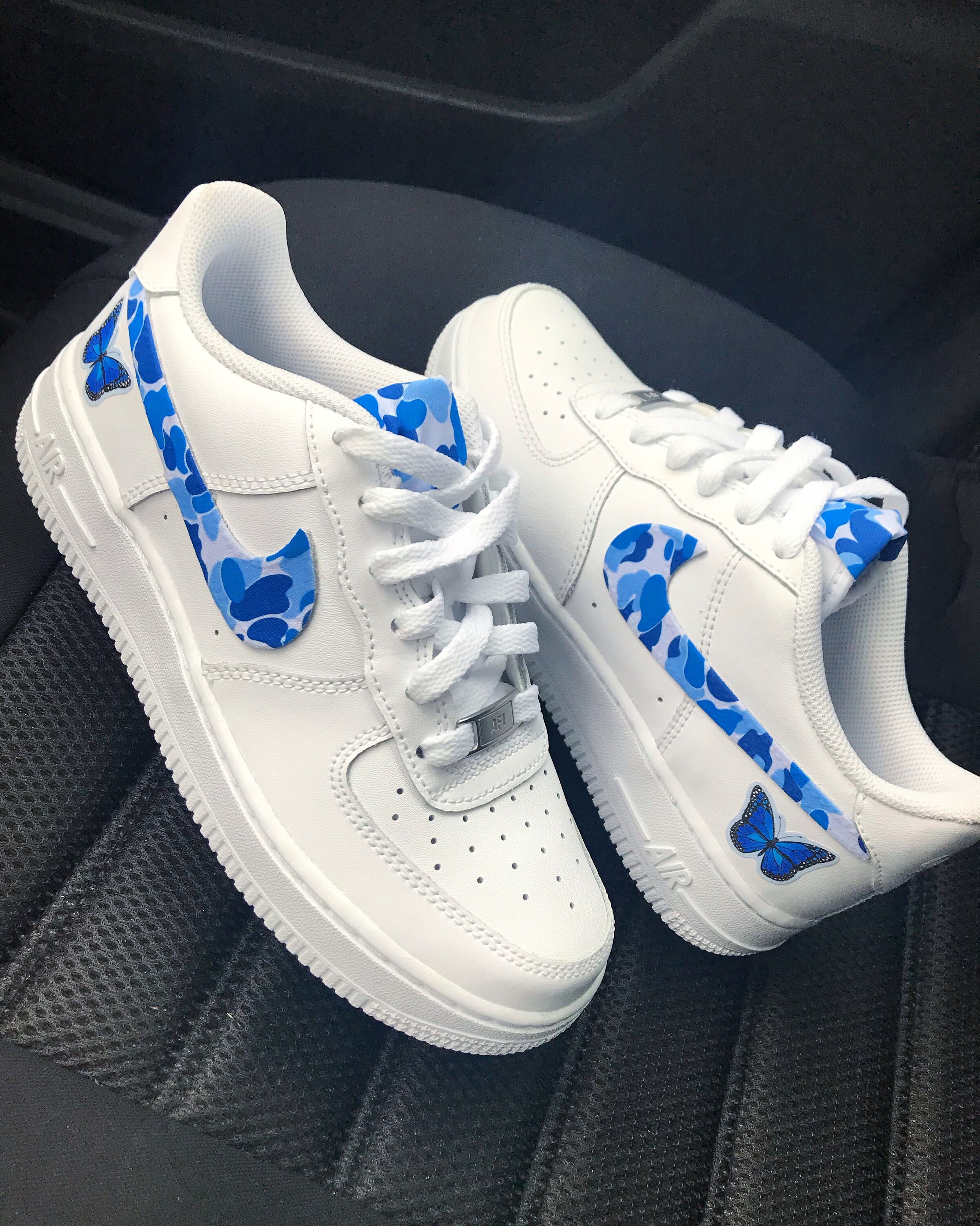 Custom Nike Air Force One Size 5 Kids Size 6 5 Women Blue Etsy