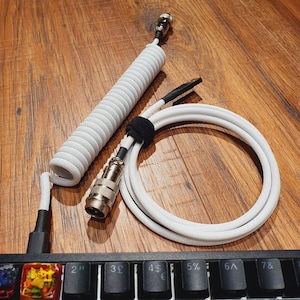 Custom coiled GX16 artisan usb c cable for mechanical keyboards