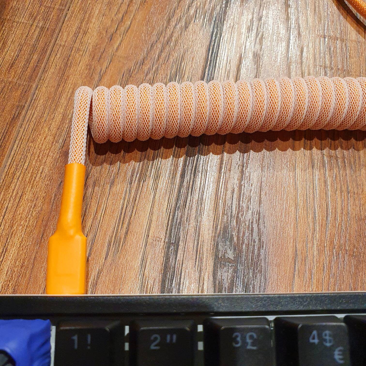 ORANGE Coiled Artisan USB C Cable for Mechanical Keyboards GX16 - Etsy