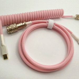 Coiled Mechanical Keyboard Cable (PINK PANTHER)