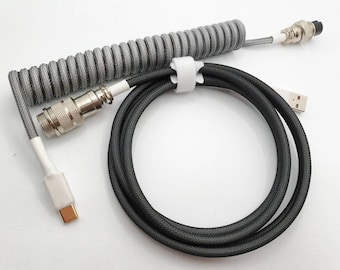 Coiled Mechanical Keyboard Cable (GREY CARBON)