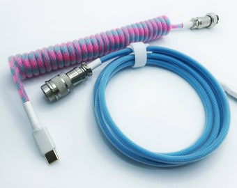 Coiled Mechanical Keyboard Cable (BUBBLE GUM)