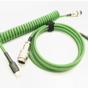 Coiled Mechanical Keyboard Cable (GREEN CARBON)