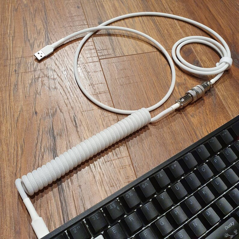 Pure White Coiled Artisan USB C Cable for Mechanical Keyboards Etsy