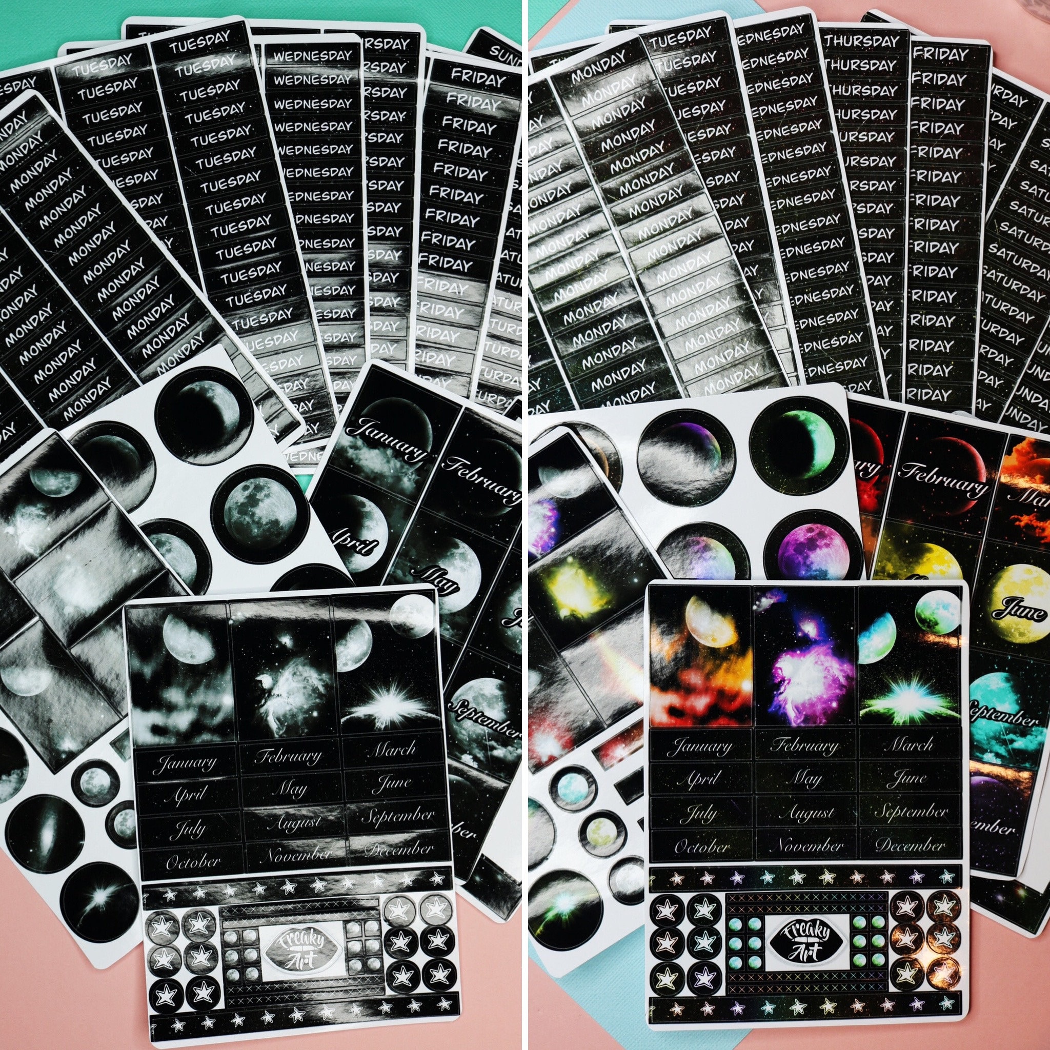 Space Sticker Sheet Bundle Planner Stickers Month Stickers Etsy