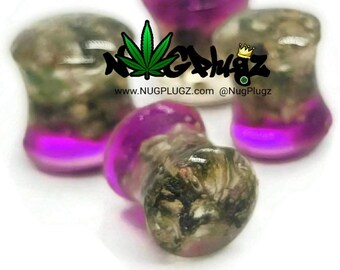 Magenta Pink Plugs, pink gauges, Hot Pink, Double Flare, Marijuana Jewelry, Weed in Resin, 10MM, 8MM, 50MM, 25MM, 0g, 00g, 14mm