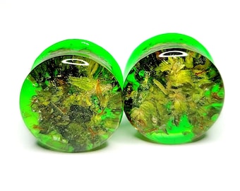 Neon Green Plugs, Green Glow in Dark Gauges, UV Glow Stretchers, Gifts for him, Gifts for her