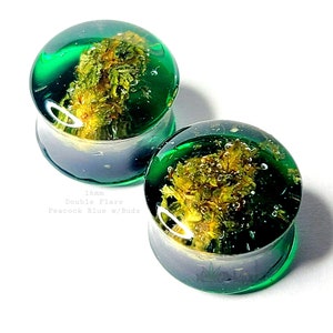 Green Ear Plugs and Tunnels | Ear Gauges and Plugs | Glow in the Dark | Resin Ear Plug | Tunnels For Wedding | Flower Plugs | Ear Stretchers