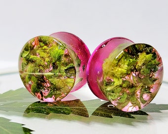 Pink Gauges Plugs | Weed Gauge | Nug Plug |Glow Jewelry| Pink Glitter Gauges | Double Flare Plugs | Pink Resin Jewelry | Cannabis Jewelry