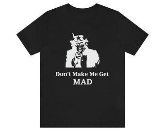 Uncle Sam, Black, T Shirt, Mad, USA,