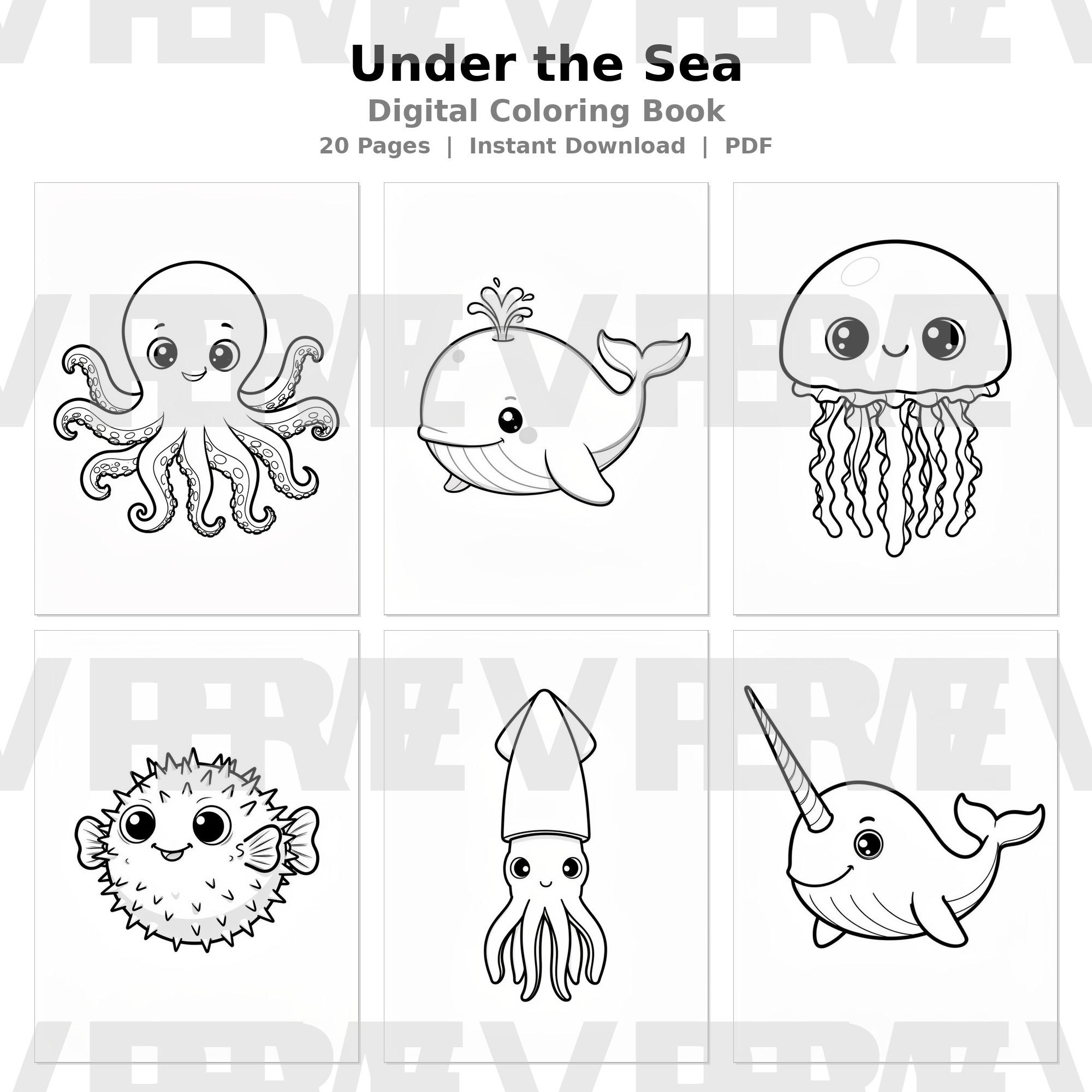 Under the Sea Coloring Pages, Printable Ocean Animals Coloring Book ...