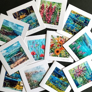 Coffrets de cartes de vœux faites à la main utilisant des images des peintures de Cornouailles de Philippa Savage