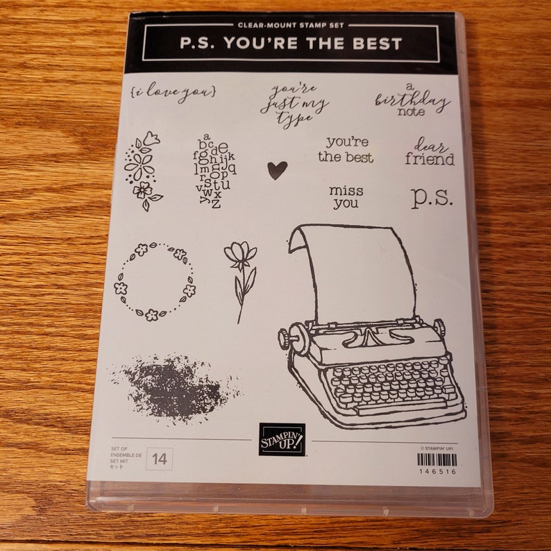 Stampin' Up Retired P.S. You're the Best Red Rubber Not Cling Stamp Set from 2018 Annual Catalog zdjęcie 1