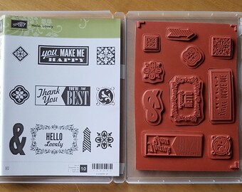 SALE! Stampin' Up! Retired Hello, Lovely Red Rubber Stamp Set (not cling) from 2013. BRAND NEW! Perfect Condition.