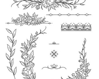 Stampin' Up! 2023 Decorative  Borders Photopolymer Stamp Set - NEW never used -Floral images