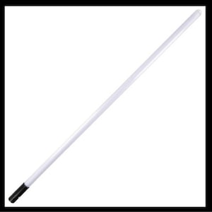 May include: A white lightsaber prop with a black handle.