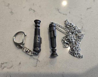 Obi-Wan Kenobi Lightsaber Griff Metall Anhänger Halskette oder Schlüsselanhänger