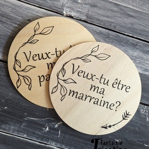 Wooden pastille “Do you want to be my godmother? / Do you want to be my godfather?