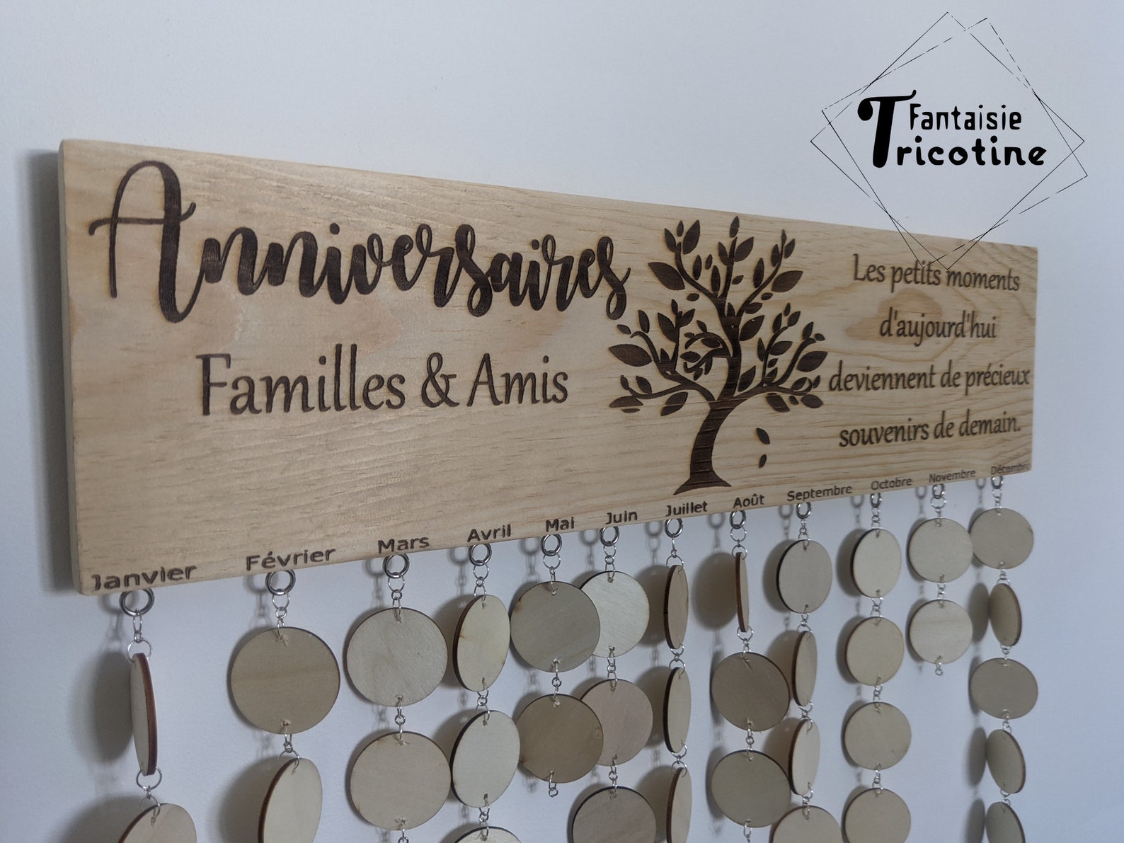 Calendrier Des Anniversaires En Bois GRAVEed wooden birthday calendar in FRANCAIS | Etsy