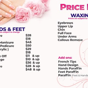 Nail Salon price list editable template
