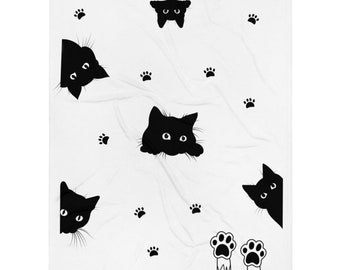 50 X 60 Kitty Cat Throw Blanket | Black Cat Lover