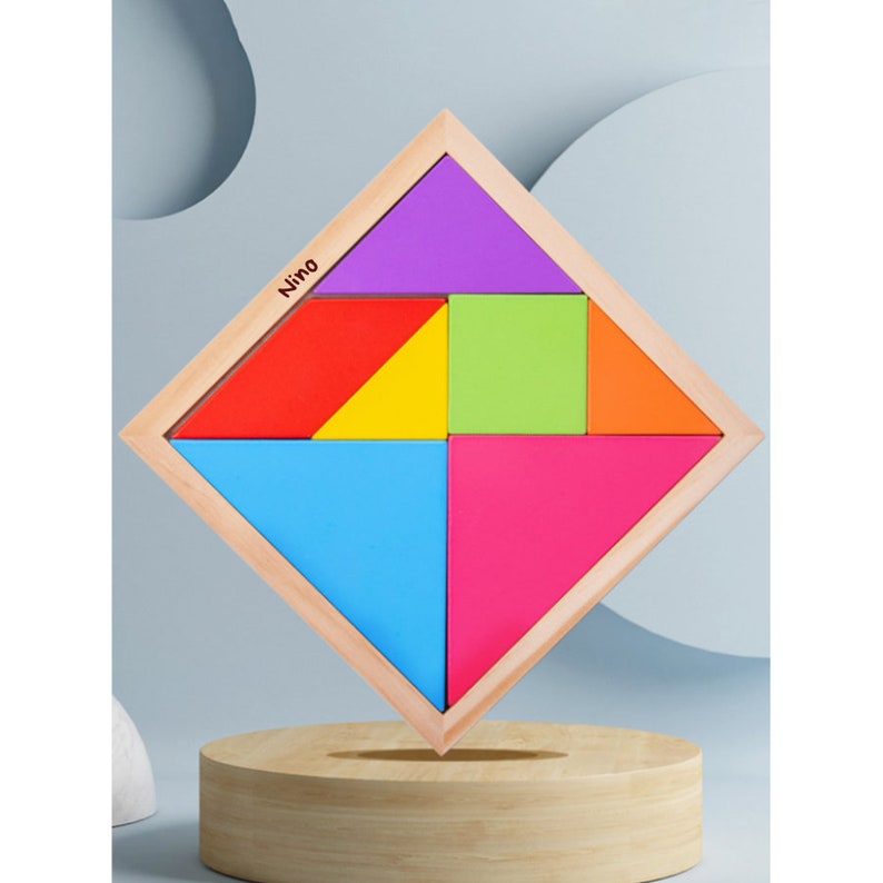 Logic Game Wooden Puzzle Tangram Brain Teaser Puzzle Educational Game Kids Toy Montessori Educational Gift for 3-8 Year Old Children image 1