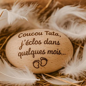 Oeuf en bois personnalisé pour annonce de grossesse originale, futur bébé, demande parrain marraine, annonce naissance proches grands parent