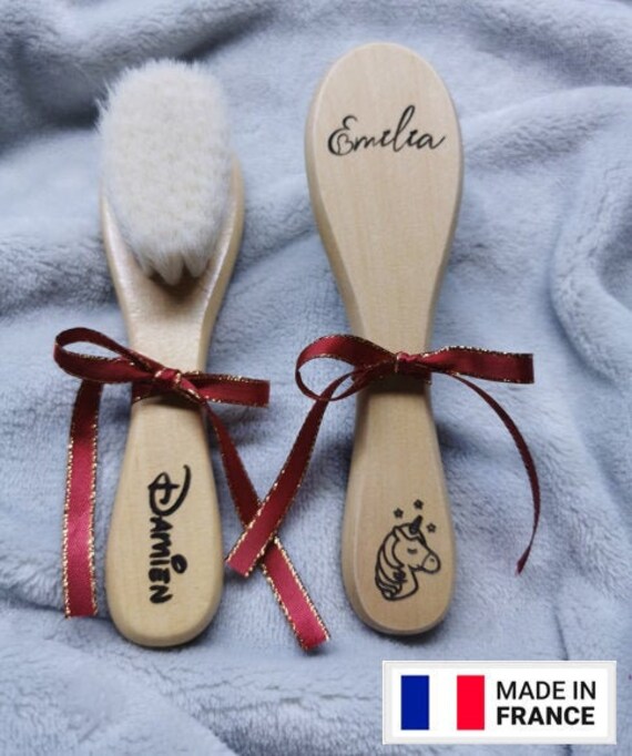 Brosse A Cheveux Bebe En Bois Personnalisee Etsy