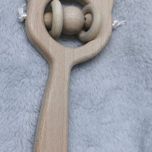 Hochet de bébé nouveau-né, hochet en bois personnalisé avec le nom de bébé, anneaux de jouet en en bois, cadeaux de bébé, jouet souvenir SANS GRAVURE