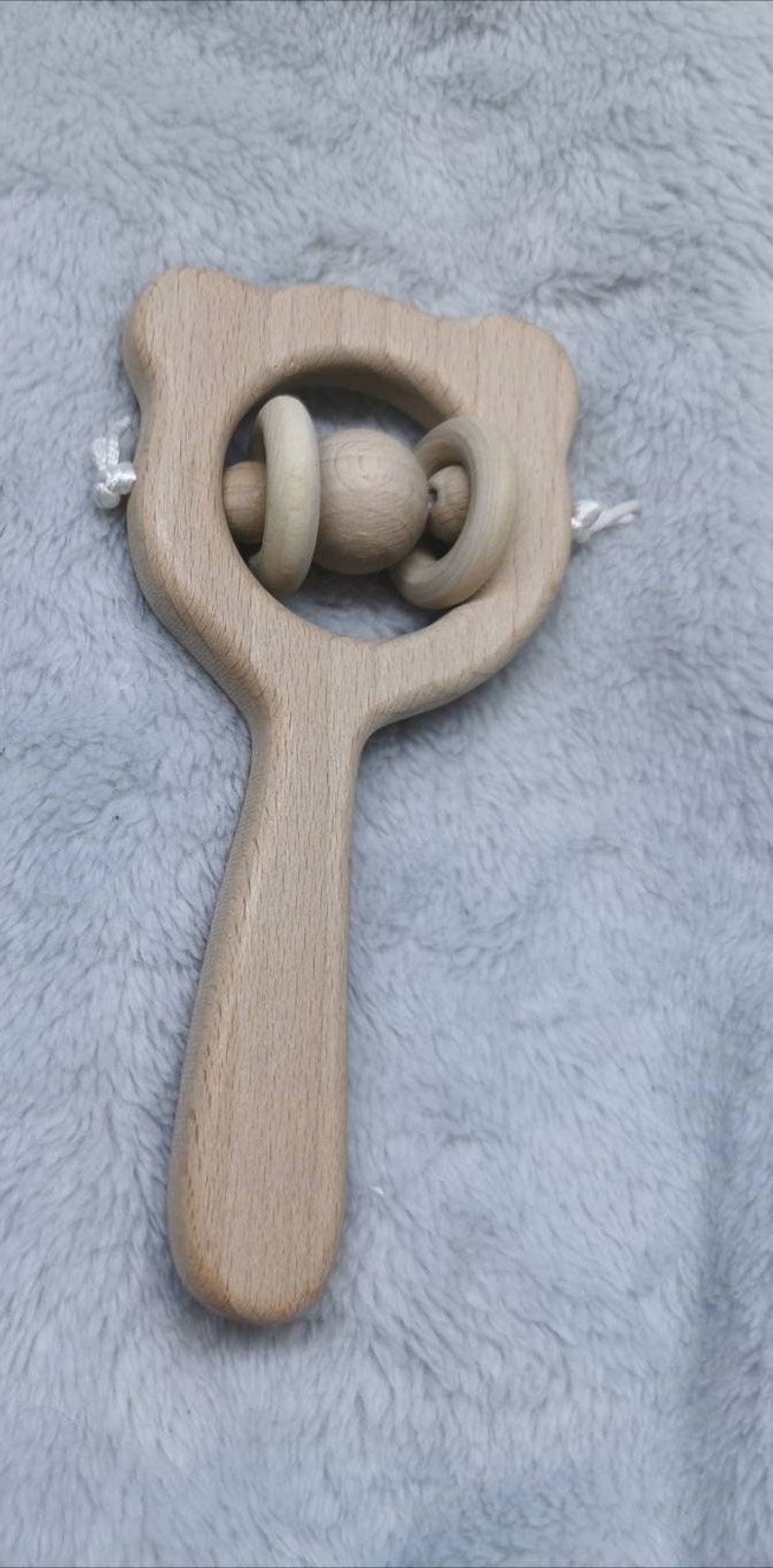 Hochet de bébé nouveau-né, hochet en bois personnalisé avec le nom de bébé, anneaux de jouet en en bois, cadeaux de bébé, jouet souvenir SANS GRAVURE