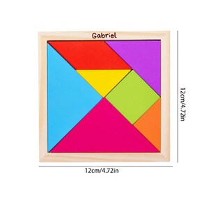 Logic Game Wooden Puzzle Tangram Brain Teaser Puzzle Educational Game Kids Toy Montessori Educational Gift for 3-8 Year Old Children Avec gravure