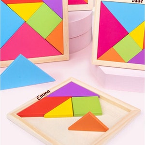 Logic Game Wooden Puzzle Tangram Brain Teaser Puzzle Educational Game Kids Toy Montessori Educational Gift for 3-8 Year Old Children image 4