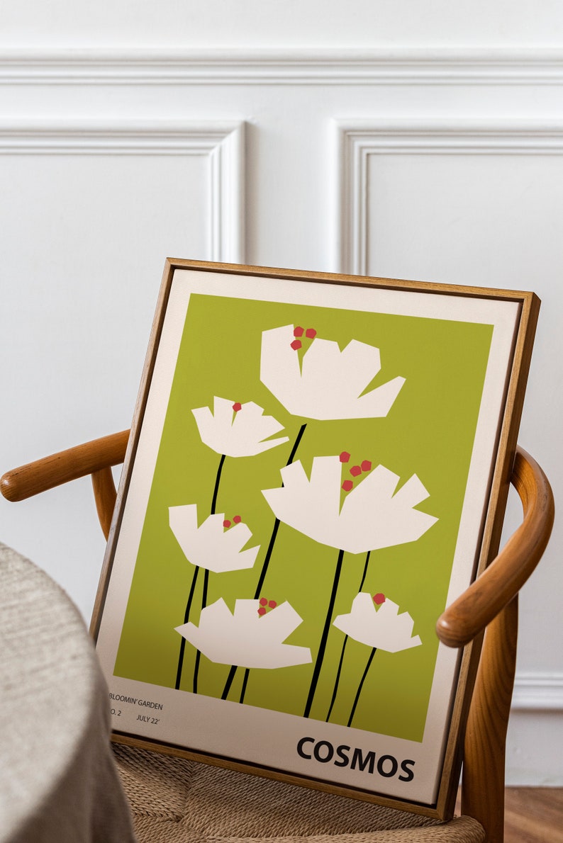 Colorful Flower Illustration Print, Abstract Botanical Wall Art ...