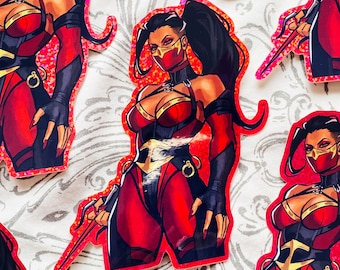 Mileena roter Glitzer-Sticker