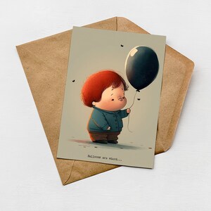 Printable Birthday Card, Printable Birthday Card, Funny, Digital Birthday Card featuring a little boy holding a balloon, 5x7 Greeting Card